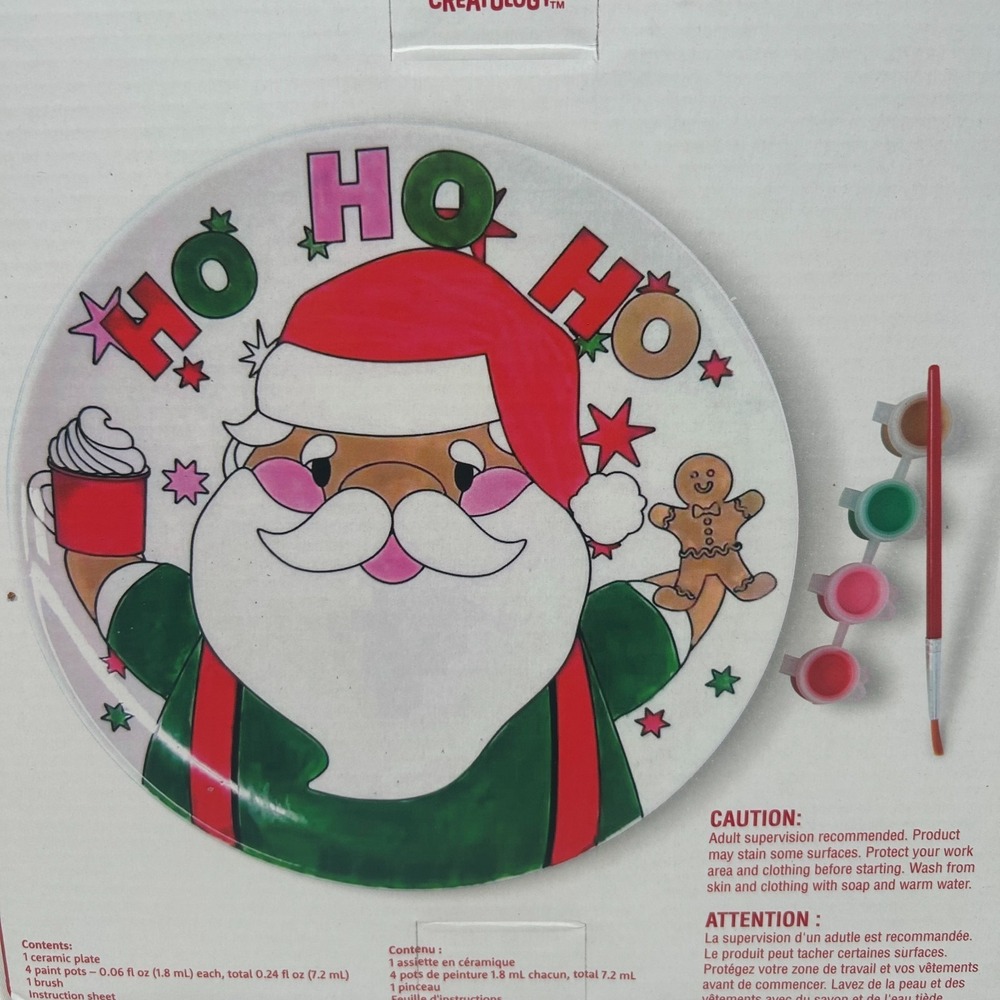 Ceramic Santa Plate Craft Kit Christmas Painting Paints Brushes Art Michaels Hat - Picture 4 of 4